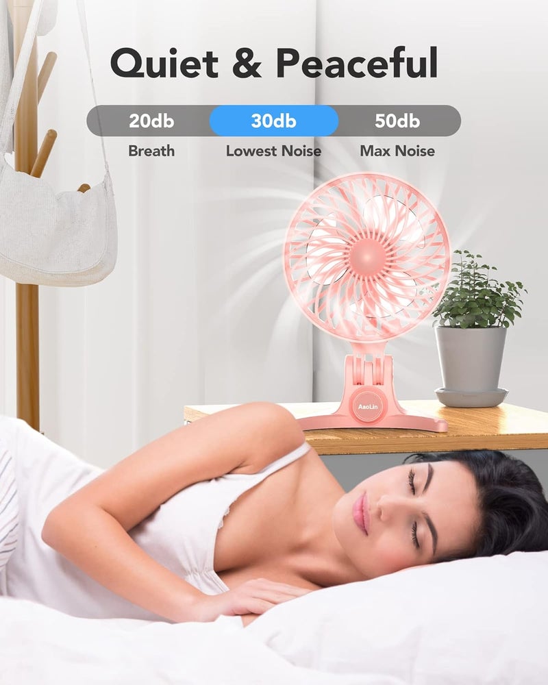 AaoLin USB Desk Fan, Small Fans with CVT Variable Speeds, Strong Cooling Airflow, Quiet Portable, Desktop Mini Personal Table Fan for Room, Home,Office, Bedroom, Pink - Image 3